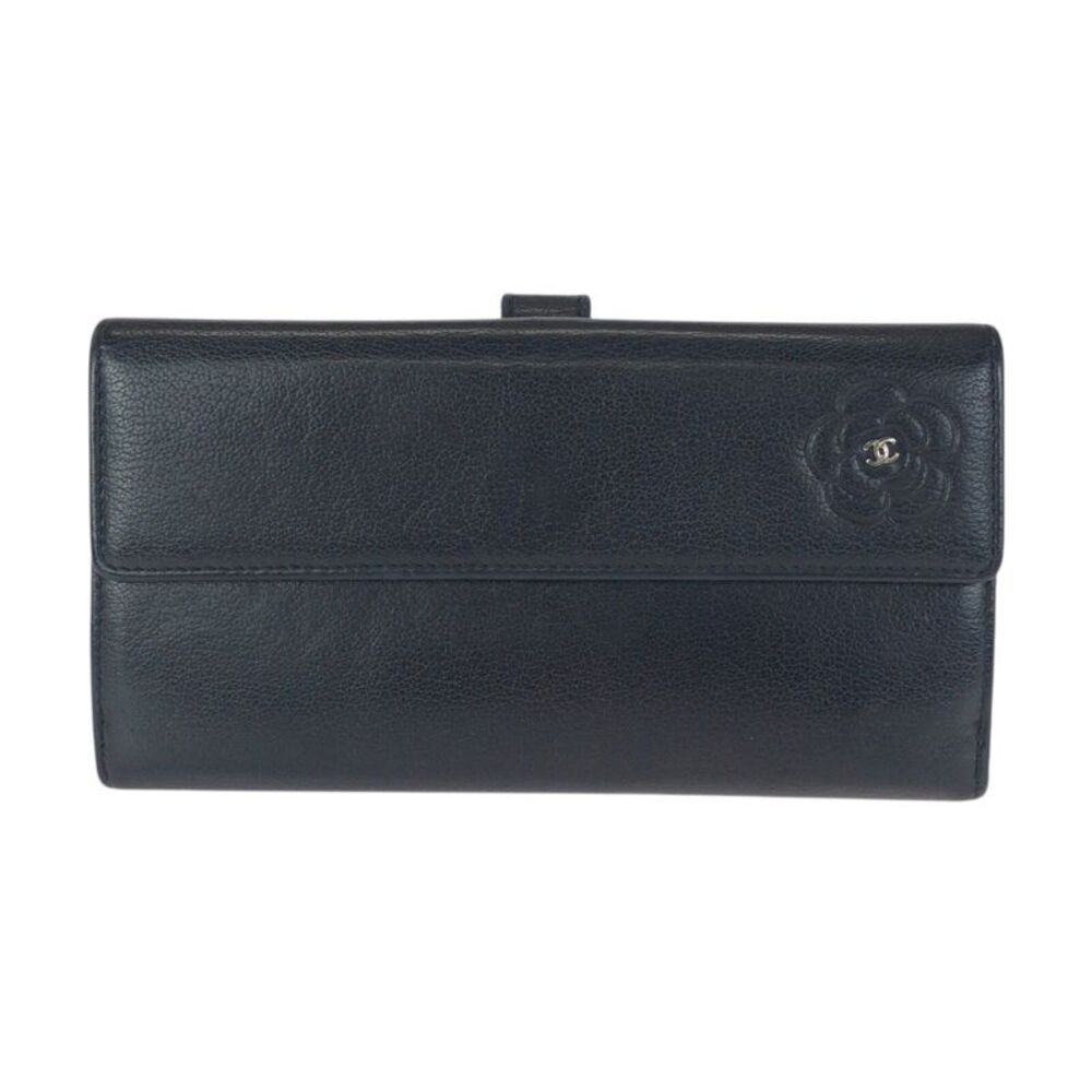 Chanel Camellia Leather Long Wallet